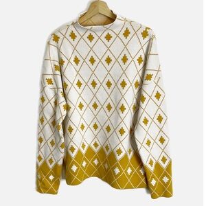 Rachel Zoe Argyle Geometric print mock neck sweater XL